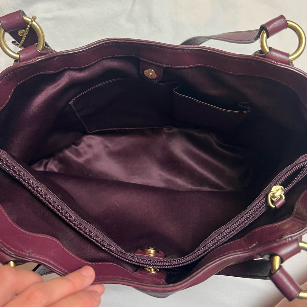 Coach Campbell Belle Bordeaux Burgundy Leather Shoulder Bag Gold Hardware - Picture 9 of 15